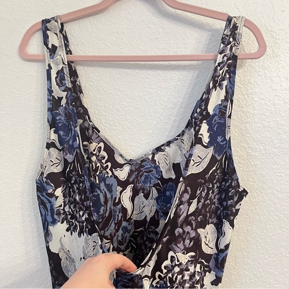 NWOT Free People Worth the Wait Floral Maxi Dress Dark Night XL Satin Slip - Picture 7 of 15